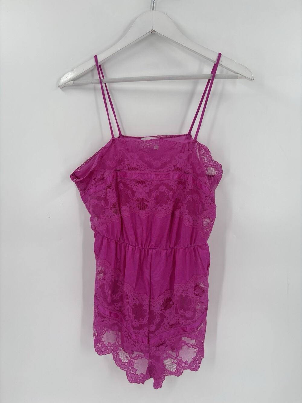 Jessie Vintage Lace Bodysuit Lingerie Womens Small Pink Floral Mesh Sleeveless